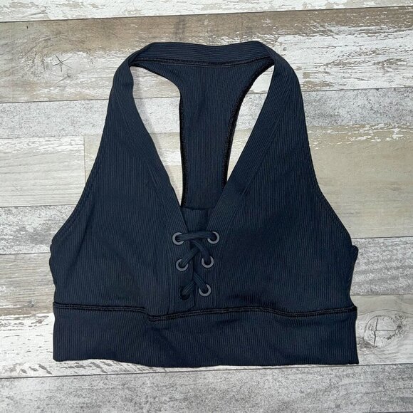 Offline by Aerie Black Tie-Front Bralette Size M - Picture 1 of 5